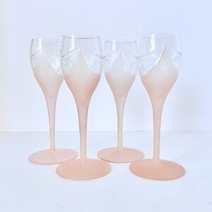 Set of 4 Vintage Art Deco Revival Cordial Glasses – Melinda Pink (Frosted)